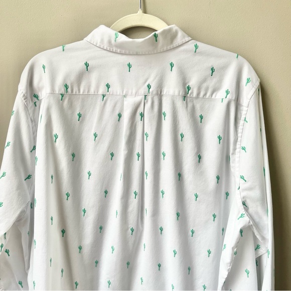 Lands' End Embroidered Cactus Shirt Women’s Size 2X (20W–22W) White Green Desert - Picture 8 of 12